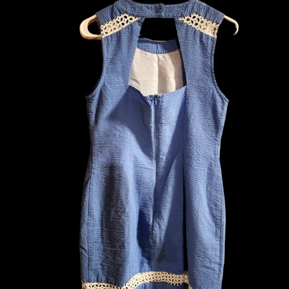 Blue with White Lace Lauren James Sleeveless Dress - Picture 2 of 5